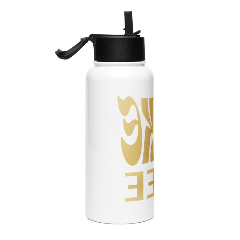 "Woke Free" Mirror-Effect Stainless steel water bottle with a straw lid