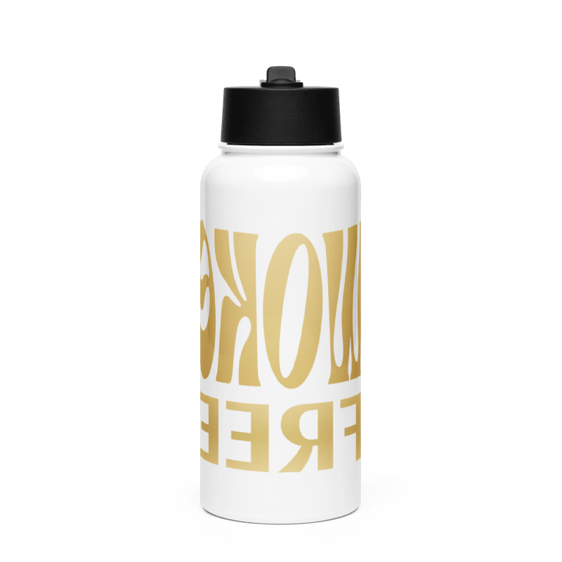 "Woke Free" Mirror-Effect Stainless steel water bottle with a straw lid