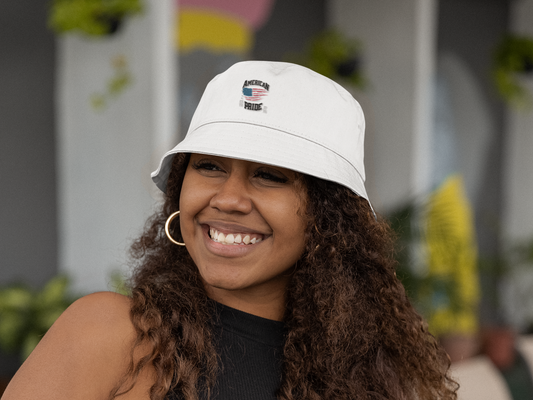 "American Pride" Organic Embroidered Bucket Hat - Silver