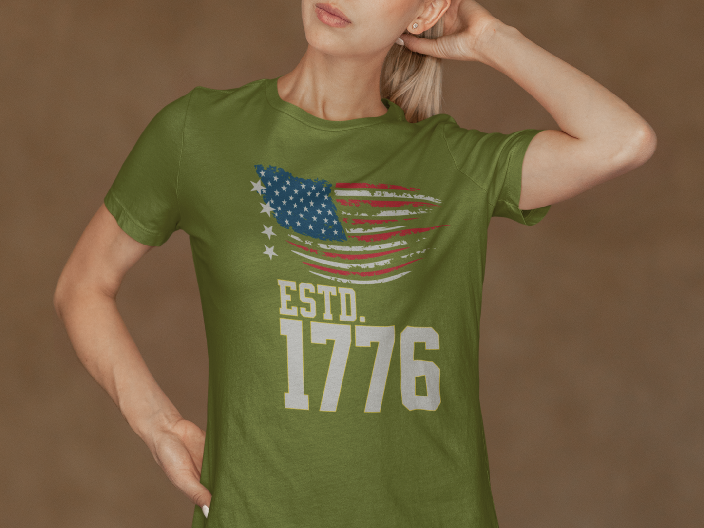 "American Heritage Flag 1776" Patriotic T-Shirt – Silver Edition