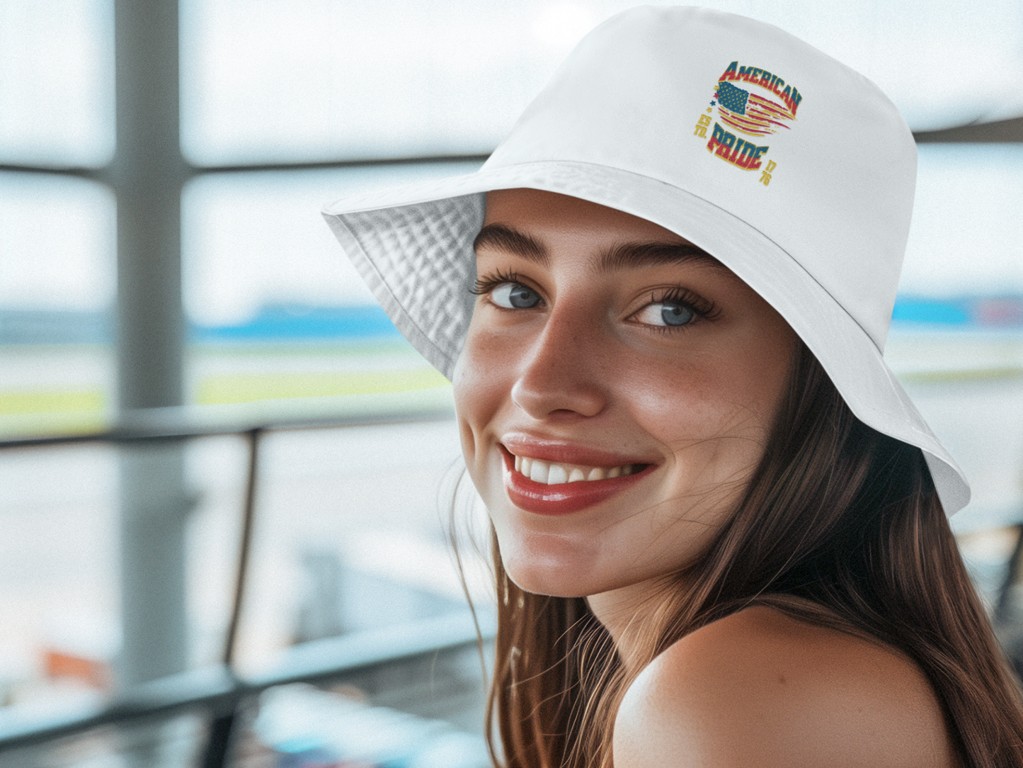 "American Pride" Organic Embroidered Bucket Hat - Golden