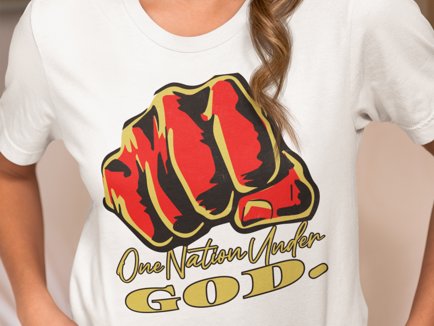 "One Nation Under God" Patriotic Power Fist T-Shirt