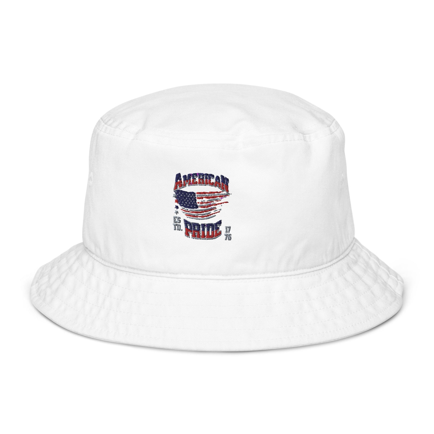 "American Pride" Organic Embroidered Bucket Hat - Silver