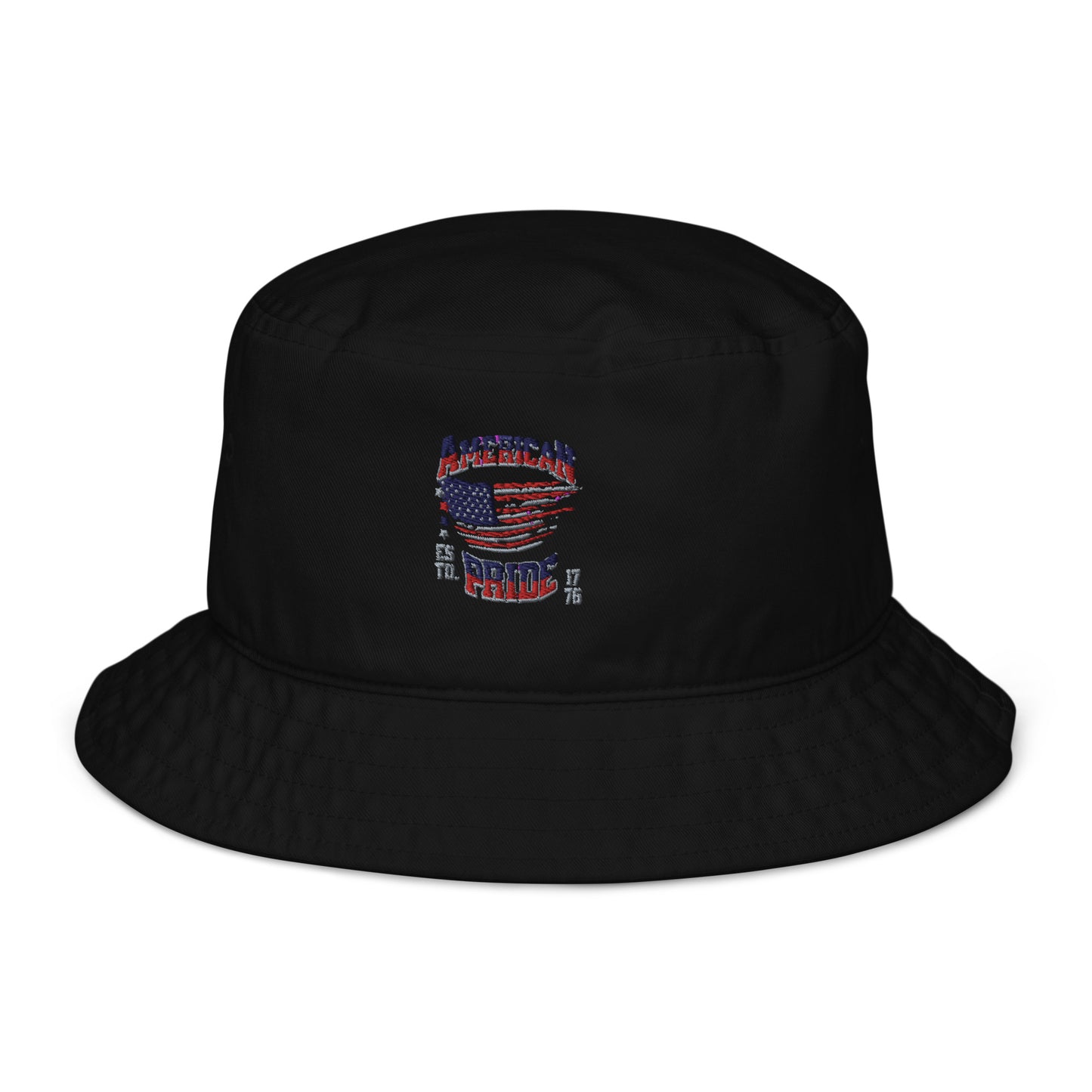 "American Pride" Organic Embroidered Bucket Hat - Silver