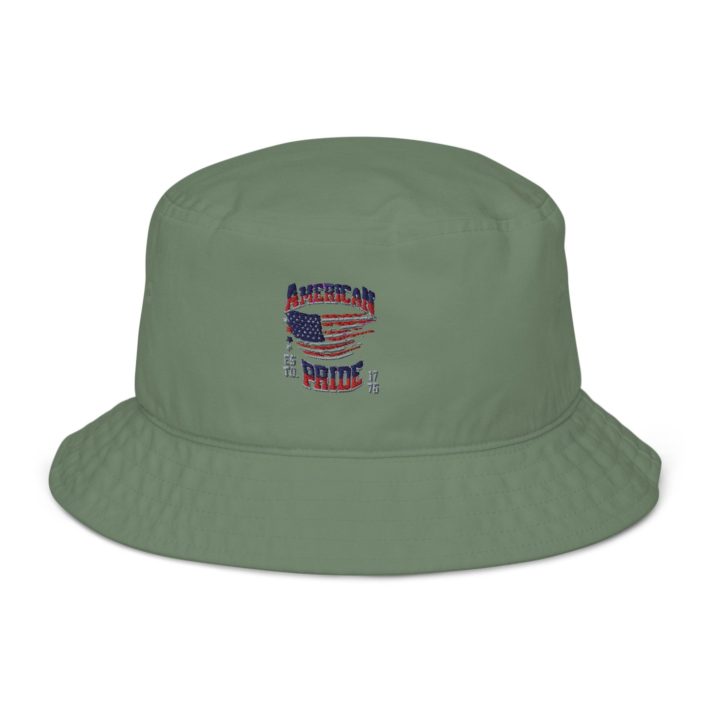 "American Pride" Organic Embroidered Bucket Hat - Silver