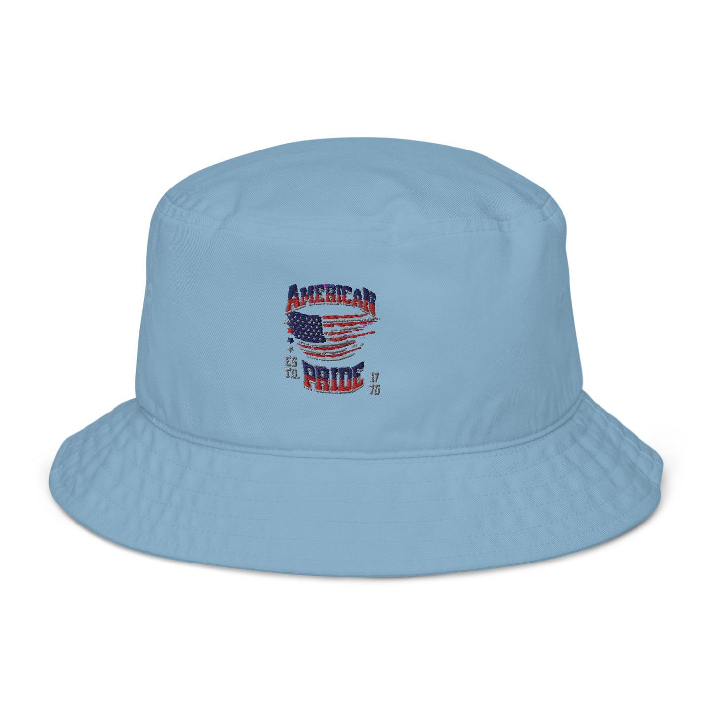 "American Pride" Organic Embroidered Bucket Hat - Silver