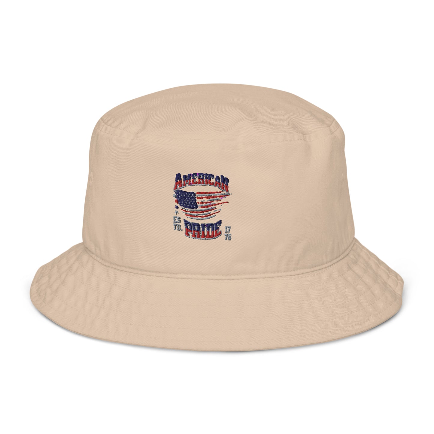 "American Pride" Organic Embroidered Bucket Hat - Silver