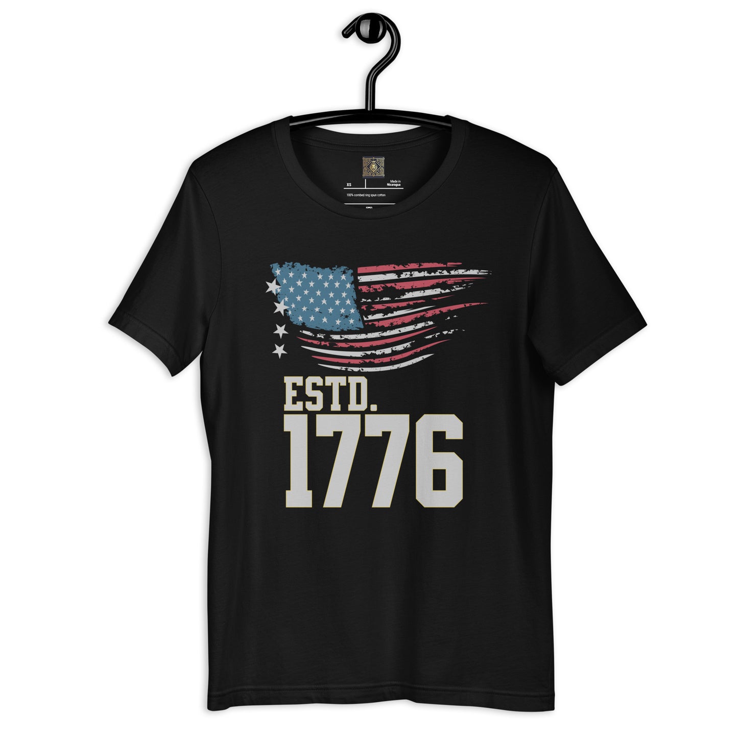 "American Heritage Flag 1776" Patriotic T-Shirt – Silver Edition