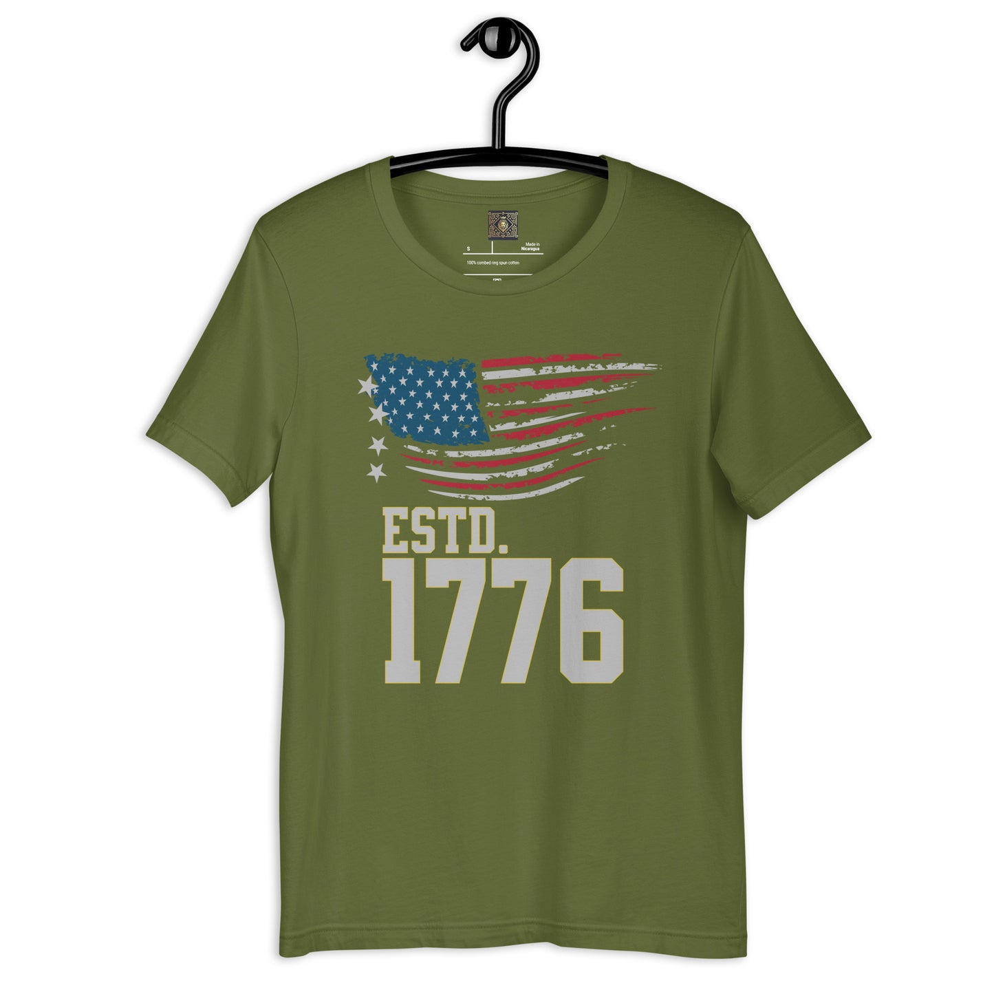 "American Heritage Flag 1776" Patriotic T-Shirt – Silver Edition